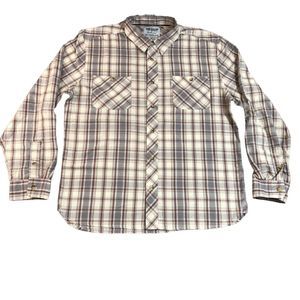 Levis Shirt Men‎ Extra Large White Plaid Preppy Western Pocket Collar Button up